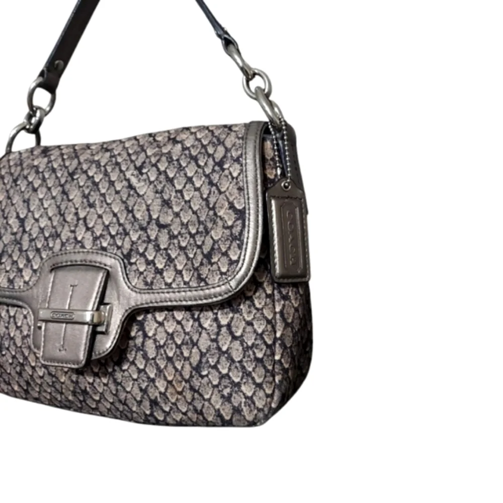 Coach Small Snakeskin Pattern Jacquard With Leather Shoulder Bag F26036 - Picture 4 of 11